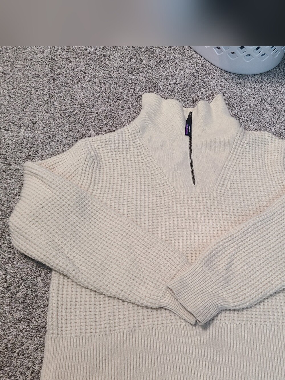 Patagonia Dyno White Recycled Wool-Blend 1/4-Zip Sweater Size M - Picture 2 of 6